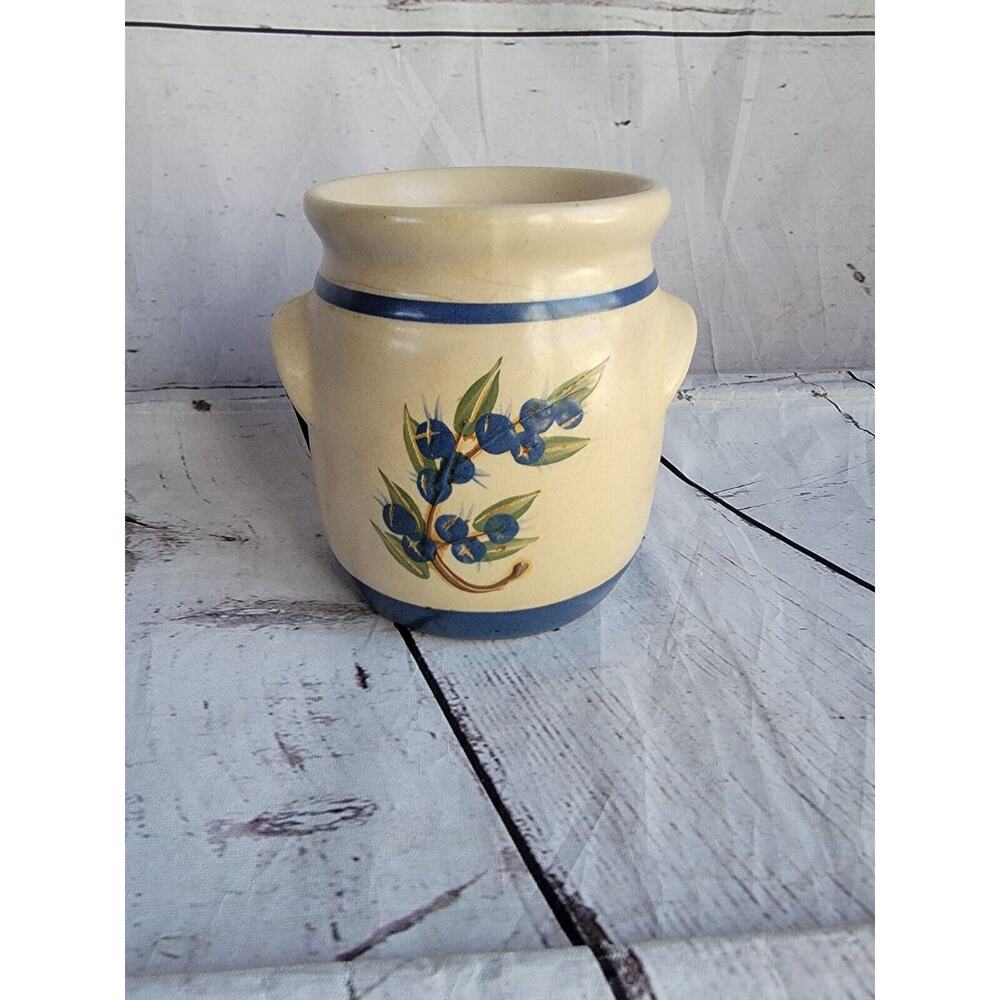 Pottery Candle Tart Warmer Blueberry Pattern Raised Design Signed H